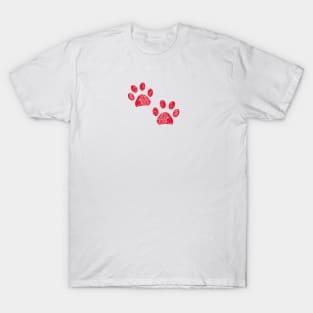 Happy Mother's Day greeting card with hand drawn red colored paw prints T-Shirt